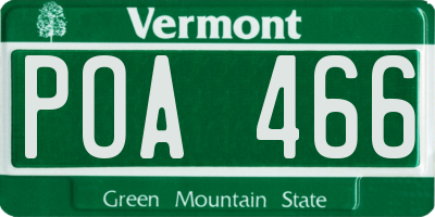 VT license plate POA466