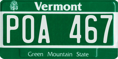 VT license plate POA467