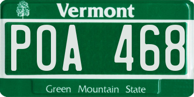 VT license plate POA468