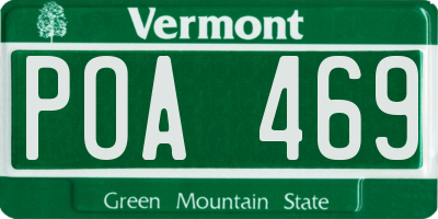 VT license plate POA469