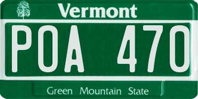 VT license plate POA470