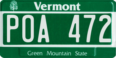 VT license plate POA472