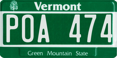 VT license plate POA474