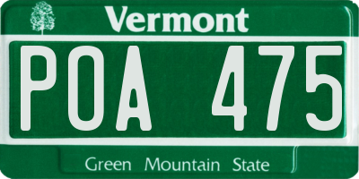 VT license plate POA475