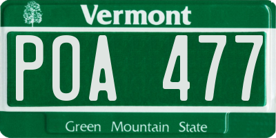 VT license plate POA477