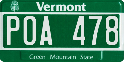 VT license plate POA478