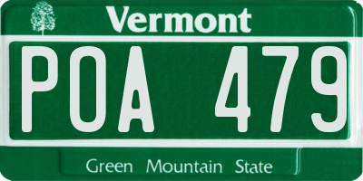 VT license plate POA479