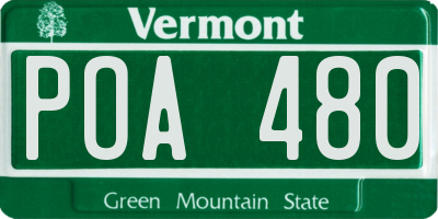 VT license plate POA480