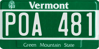 VT license plate POA481