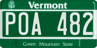 VT license plate POA482