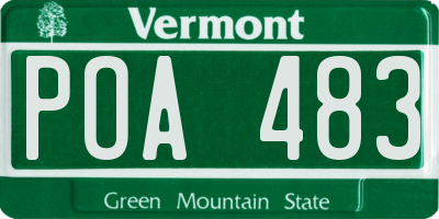 VT license plate POA483