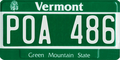 VT license plate POA486