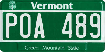 VT license plate POA489