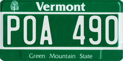 VT license plate POA490