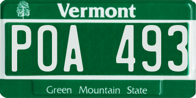 VT license plate POA493