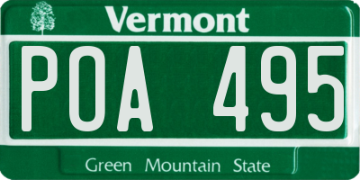VT license plate POA495