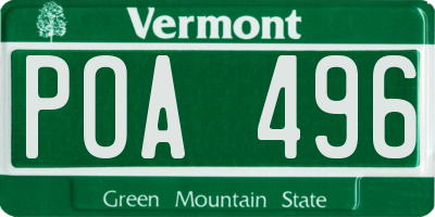 VT license plate POA496
