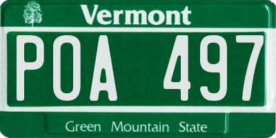 VT license plate POA497