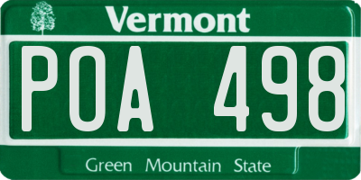 VT license plate POA498