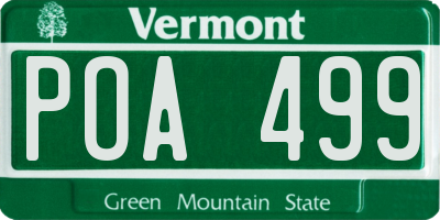 VT license plate POA499