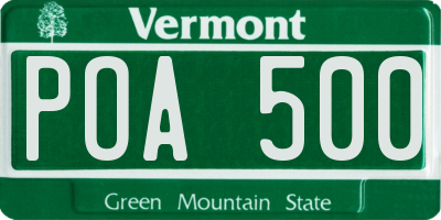 VT license plate POA500
