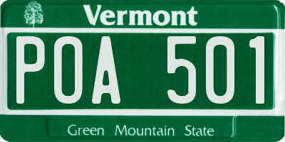 VT license plate POA501