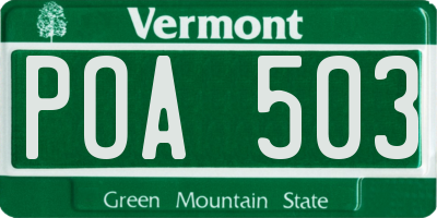 VT license plate POA503
