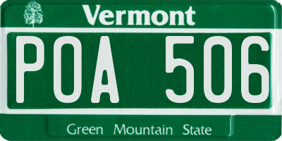 VT license plate POA506