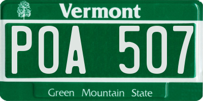 VT license plate POA507