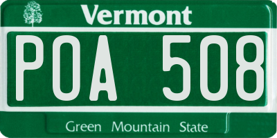 VT license plate POA508