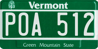 VT license plate POA512
