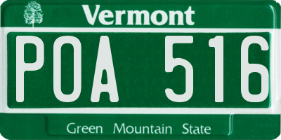 VT license plate POA516