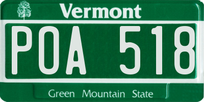 VT license plate POA518