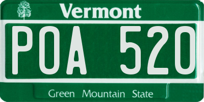 VT license plate POA520