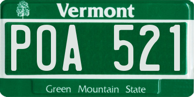 VT license plate POA521