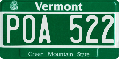 VT license plate POA522