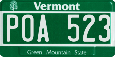 VT license plate POA523