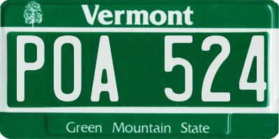 VT license plate POA524