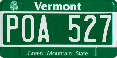 VT license plate POA527