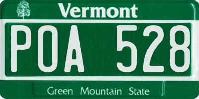 VT license plate POA528