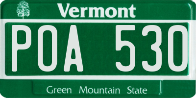 VT license plate POA530