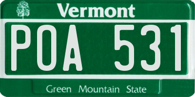 VT license plate POA531