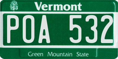 VT license plate POA532