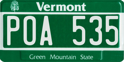 VT license plate POA535