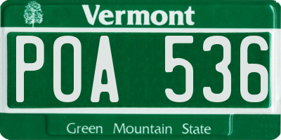 VT license plate POA536