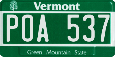 VT license plate POA537