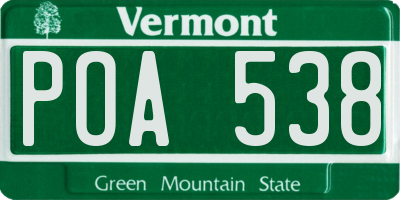 VT license plate POA538