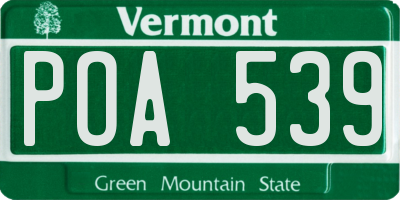 VT license plate POA539