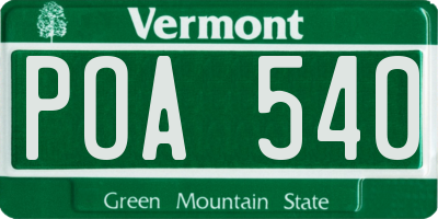 VT license plate POA540