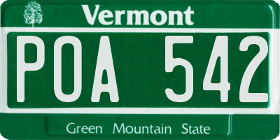 VT license plate POA542